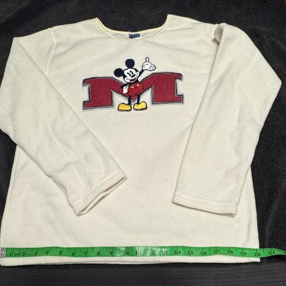 Vintage Disney’s Mickey Mouse Sweatshirt Crewneck Size M Off-White Embroidered - Picture 8 of 9